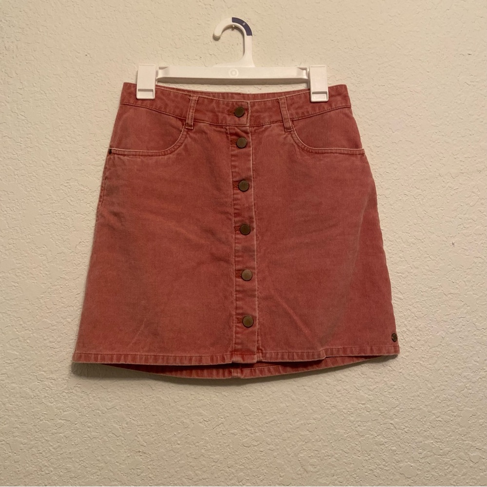 Roxy Hibiscus Pink Corduroy Button-Front Skirt